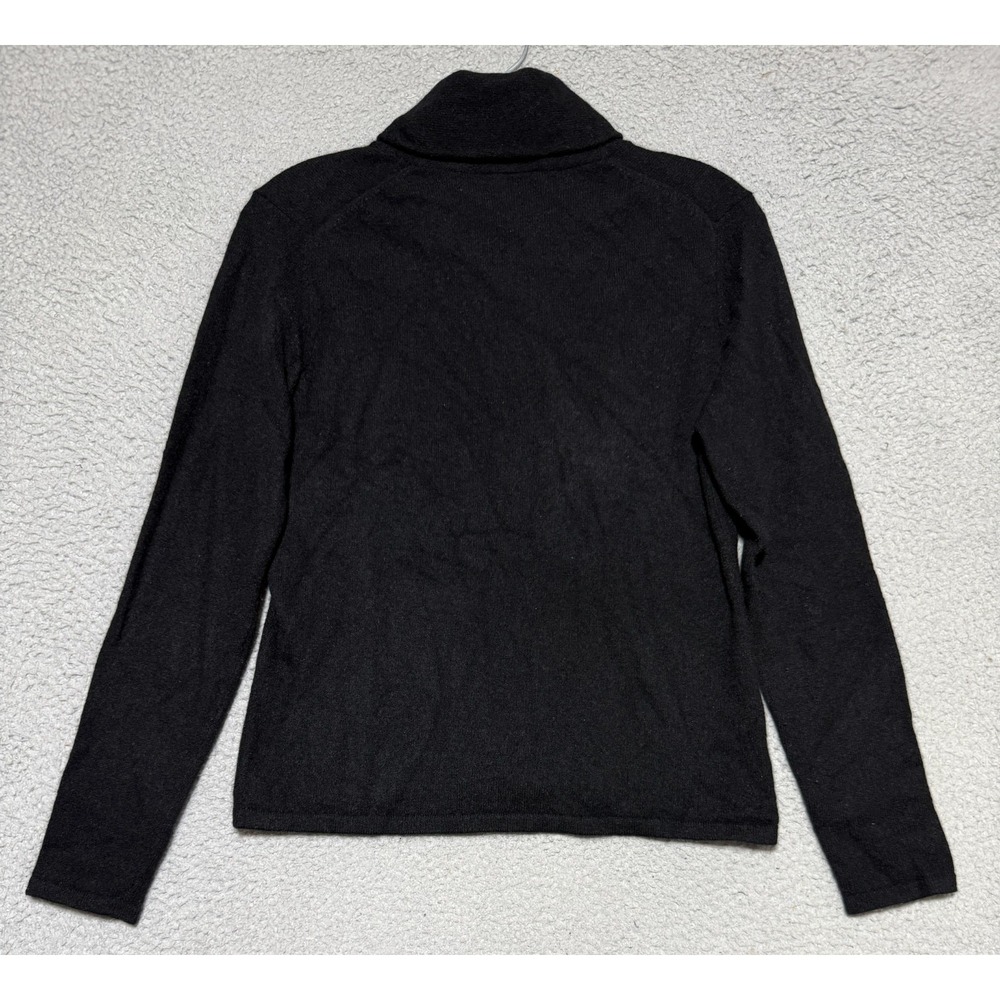Valerie Stevens Black 2-Ply 100% Cashmere Shawl Collar Sweater Size Medium - Picture 4 of 6